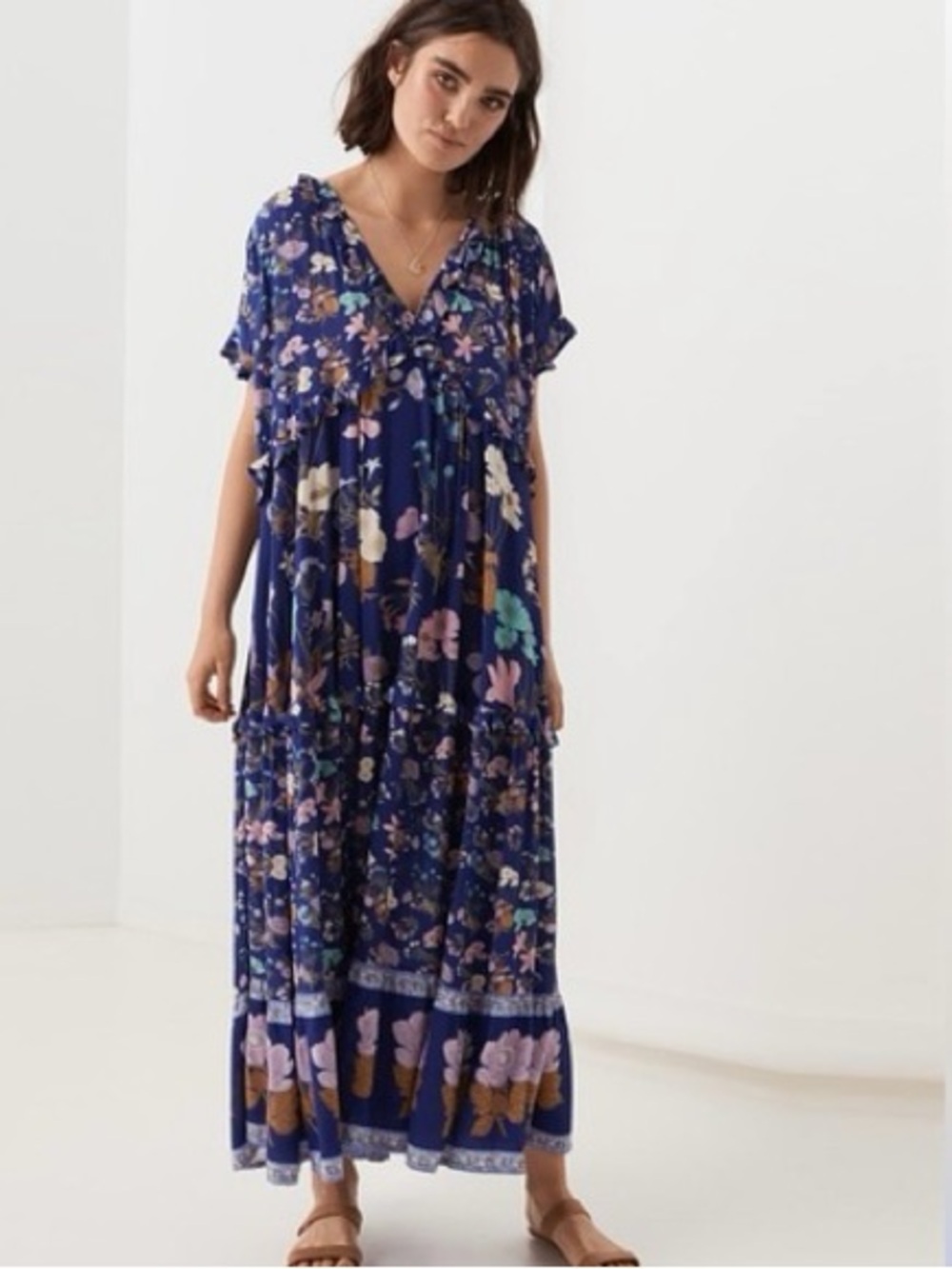 Spell & The Gypsy Collective Wild Bloom Gown Blue Floral Maxi Dress Ruffles